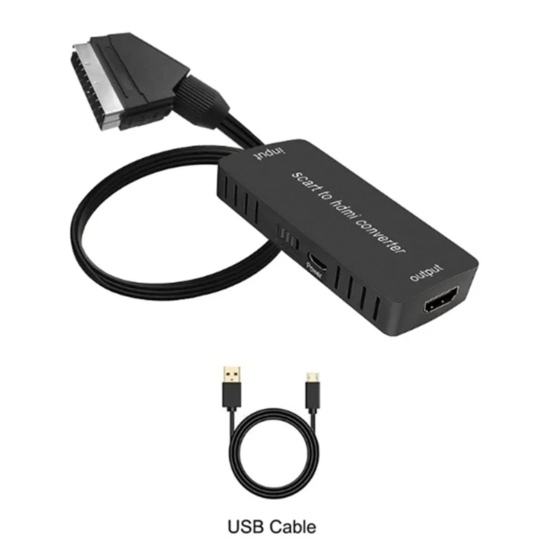 Конвертер Scart в HDMI Аудиоконвертер Адаптер видеокабельной коробки поддерживает