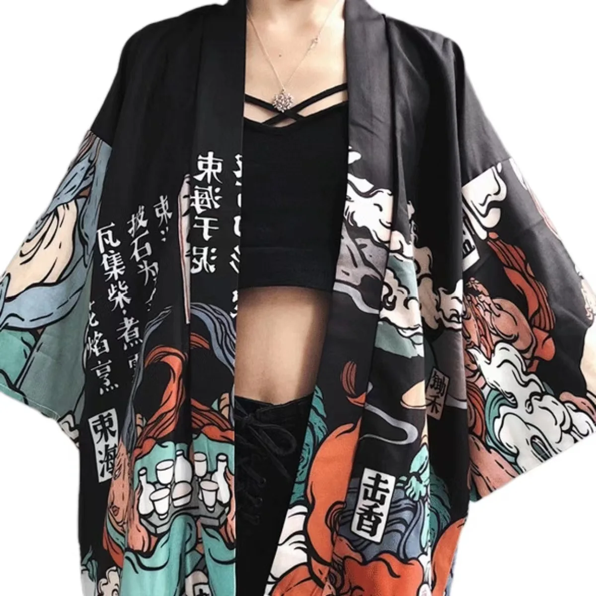 

Кимоно FF1126 женское пляжное в японском стиле, кардиган для косплея, жакет-рубашка в японском стиле, юката, лето 2023