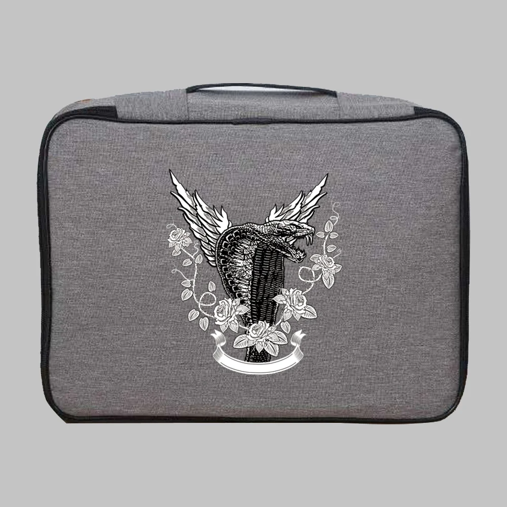 Document Bags Large Capacity Waterproof Home Travel Organizer School Office Business File Folder Supply Cobra Print Storage Bag