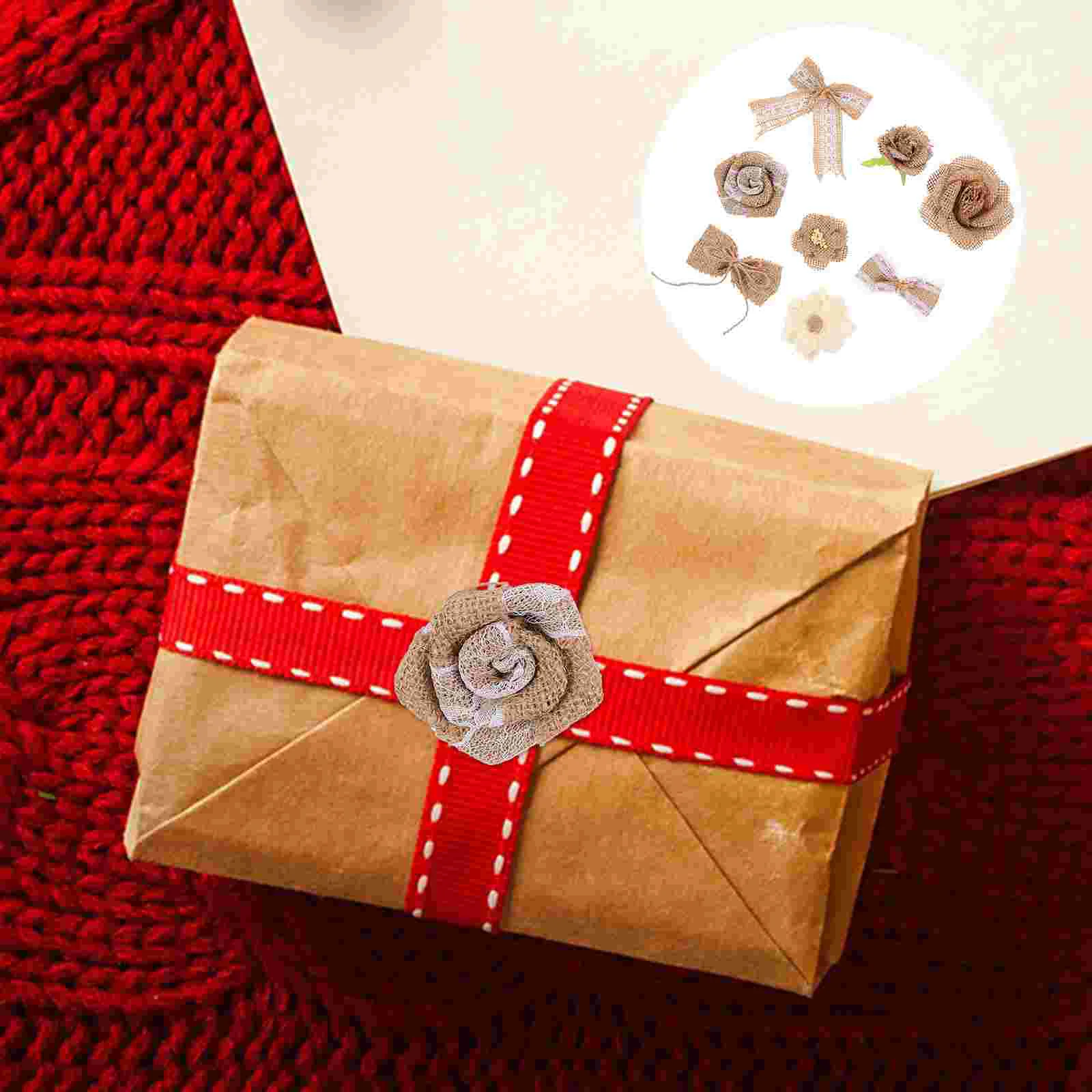 

16pcs Curtain Wreath Handicraft Bows Gift Wrapping Bows Burlap Bow-Knot Burlap Flower