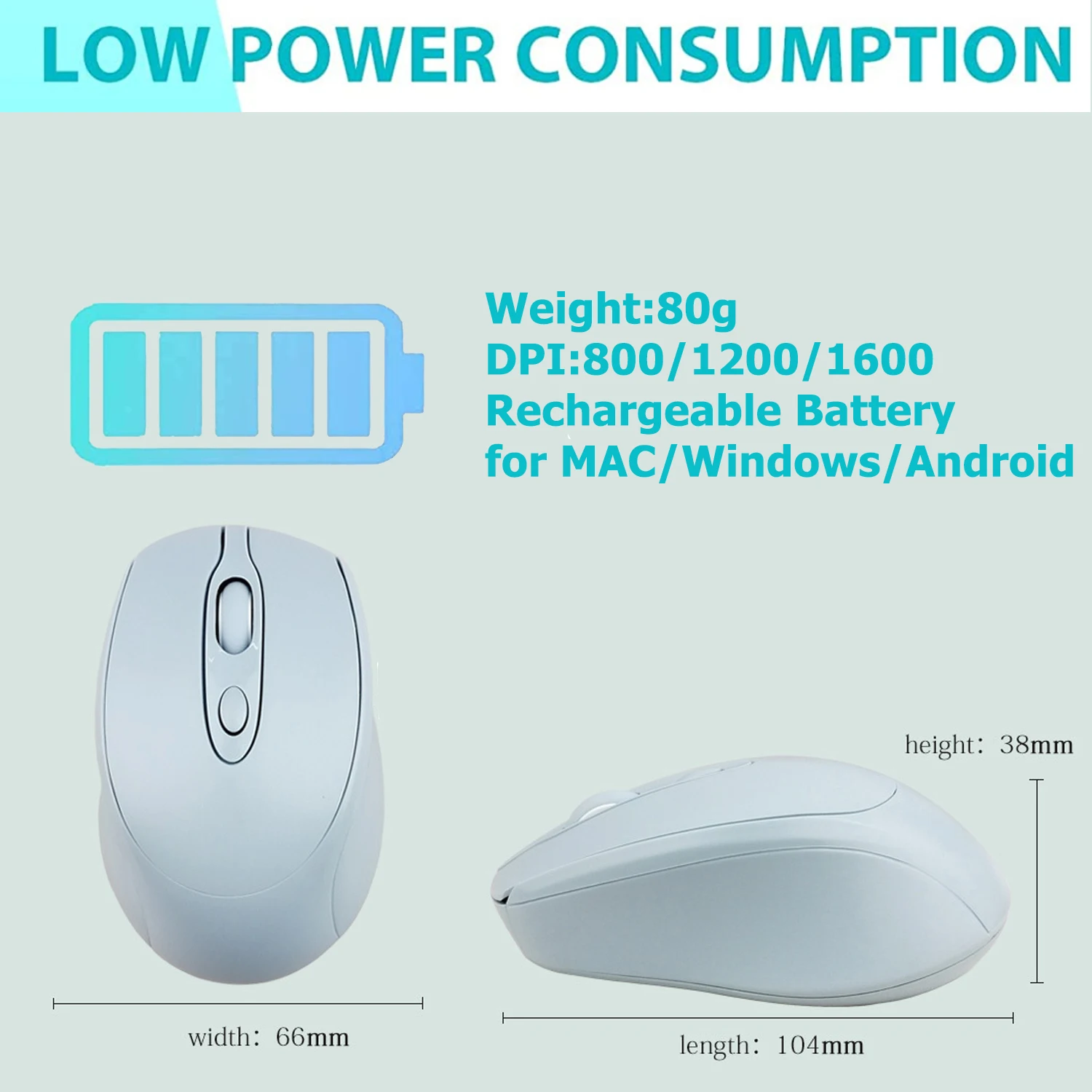 Dual-Mode Silent Mini 2.4G Usb Ergonomic Rechargeable Bluetooths Wireless Mouse Noiseless Computer Mouse images - 6