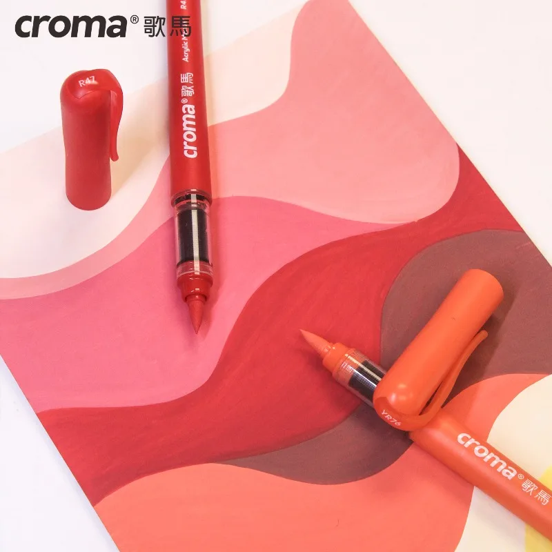 Фото Croma 160/1 цветов многоразового использования прямой жидкий акриловый маркер с мягким наконечником акварельная моющаяся кисть товары для рукоделия канцелярские принадлежности №1