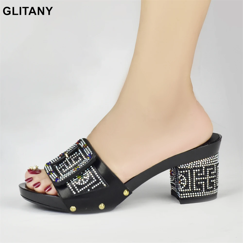 

Blue African Women Shoes Decorated with Rhinestone Italy Women Shoes for Party Italian Women Summer Sexy High Heels Women Pumps
