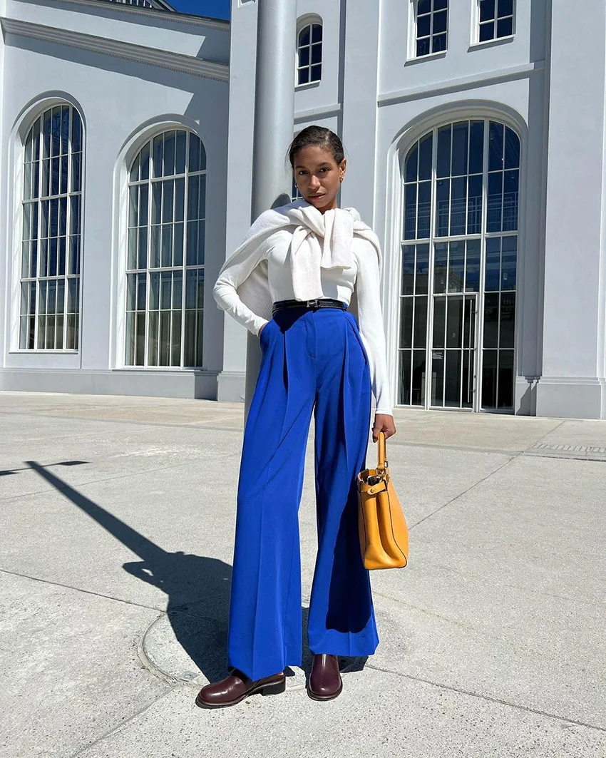 

Europe and The United States Autumn and Winter New Temperament Commuter Women's High Waist Loose Leisure Wide Leg Pants