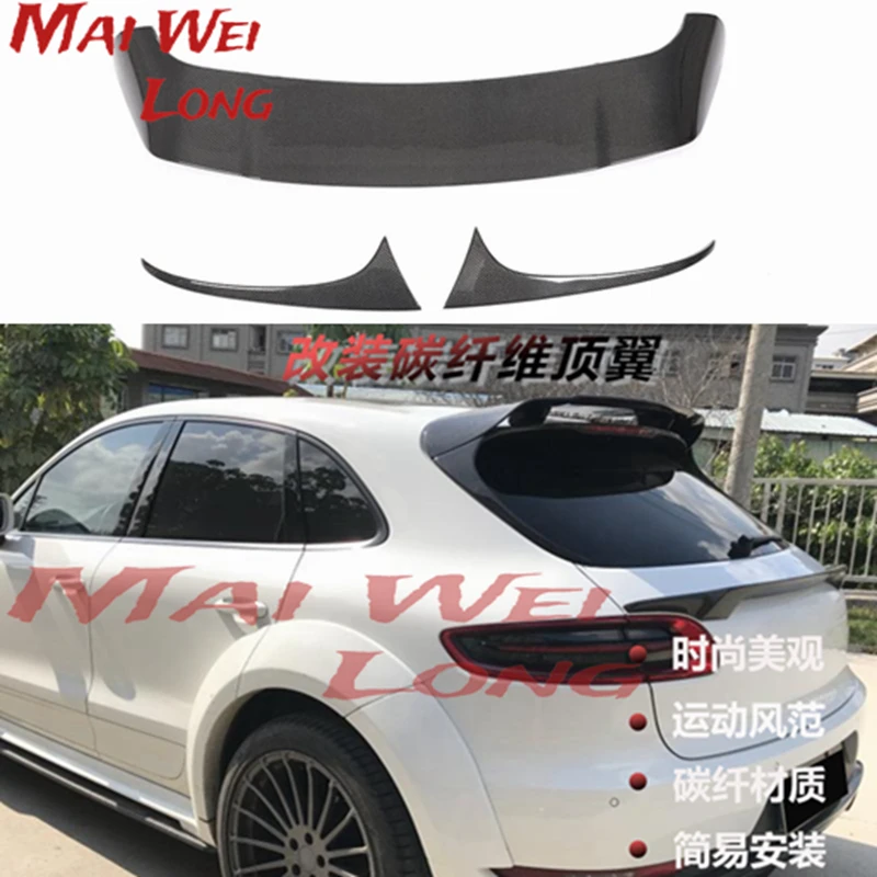 

3pcs For Porsche Macan 2014-2017 Car Styling Carbon Fiber Rear Roof Spoiler Lip Window Top Wing Splitter