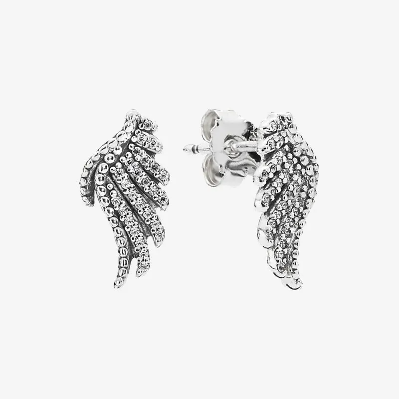 

Authentic S925 Sterling Silver Sparkle Set Cz Wing Earrings Women's Fashion Silver Earrings Jewelry Gifts