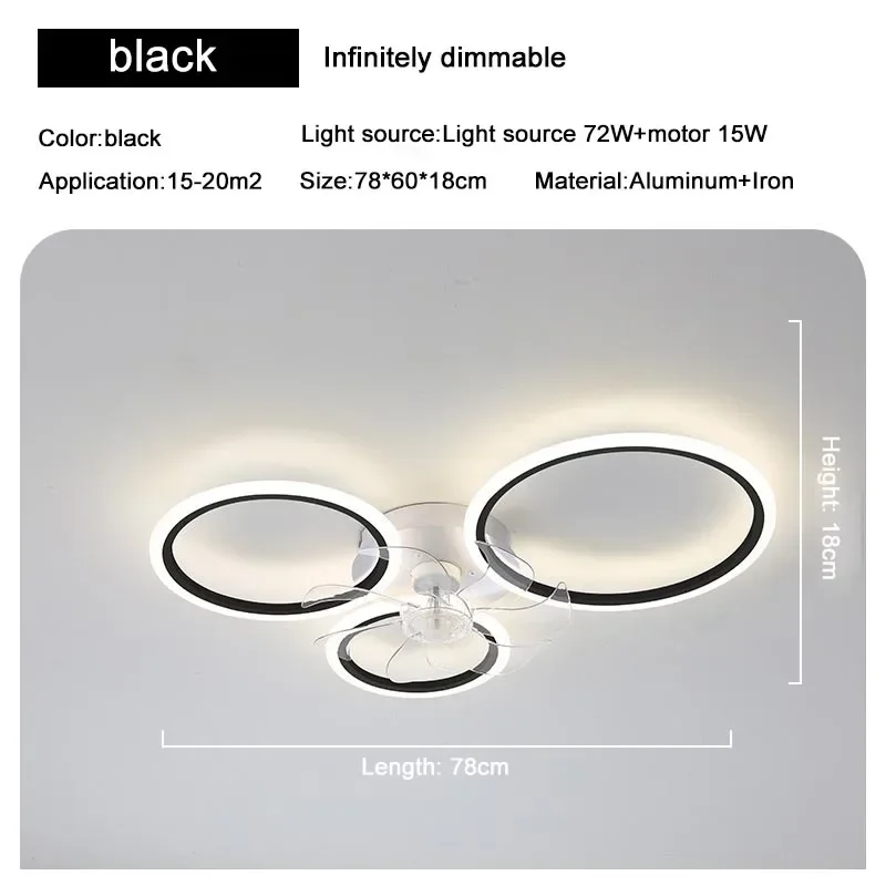 

Светодиодный малошумный потолочный вентилятор, люстра для гостиной, обеденного стола, комнаты, спальни, кухни, черный, белый цвет, лампы для украшения дома, светильники