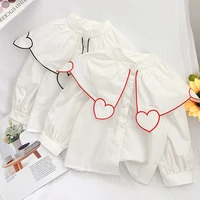 kids clothing girls shirts 2022 new spring autumn love korean style three dimensional collar baby girl solid color shirt 2 6y