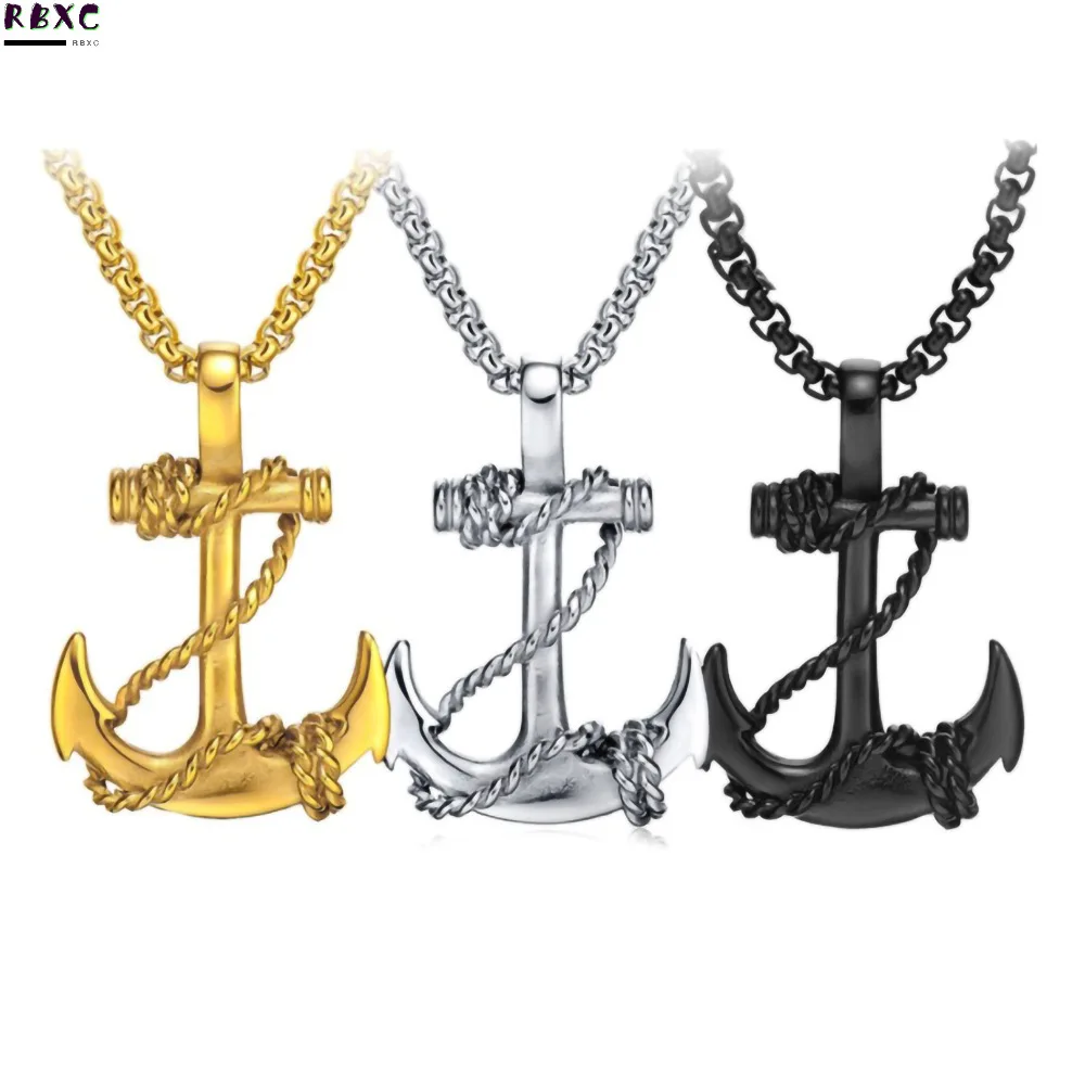 

Rbxc Sweater Matching Necklace Anchor Pendant Titanium Steel Sweater Chain Necklace Female Minority Design Accessories