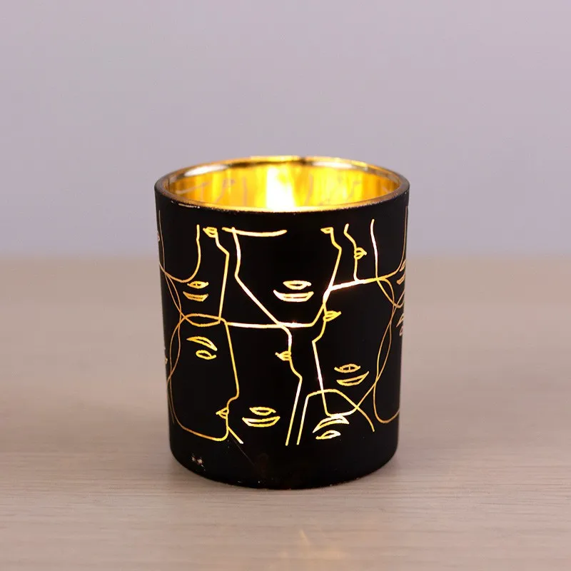 

Christmas Glass Empty Cup Black Electroplated Elk Star Black Electroplated Frosted Candlestick Candle Making Candle Tins n