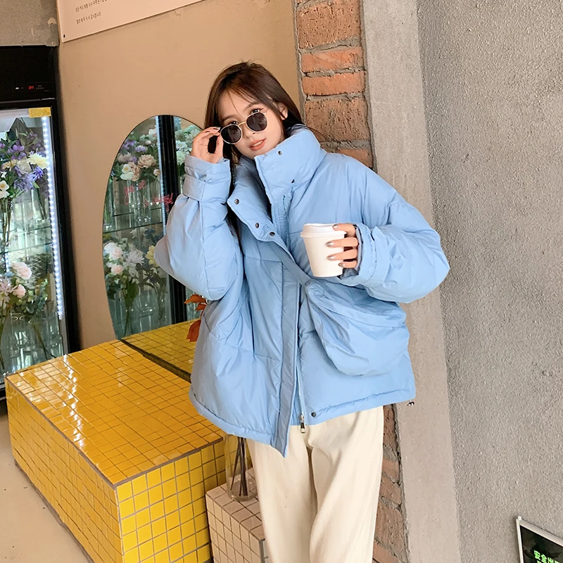 Women's Coat Warm Thick Long-sleeve Puffer Plus Velvet Jackets Overcoat New Winter Down Cotton Loose Parkas Coats Female Outwear