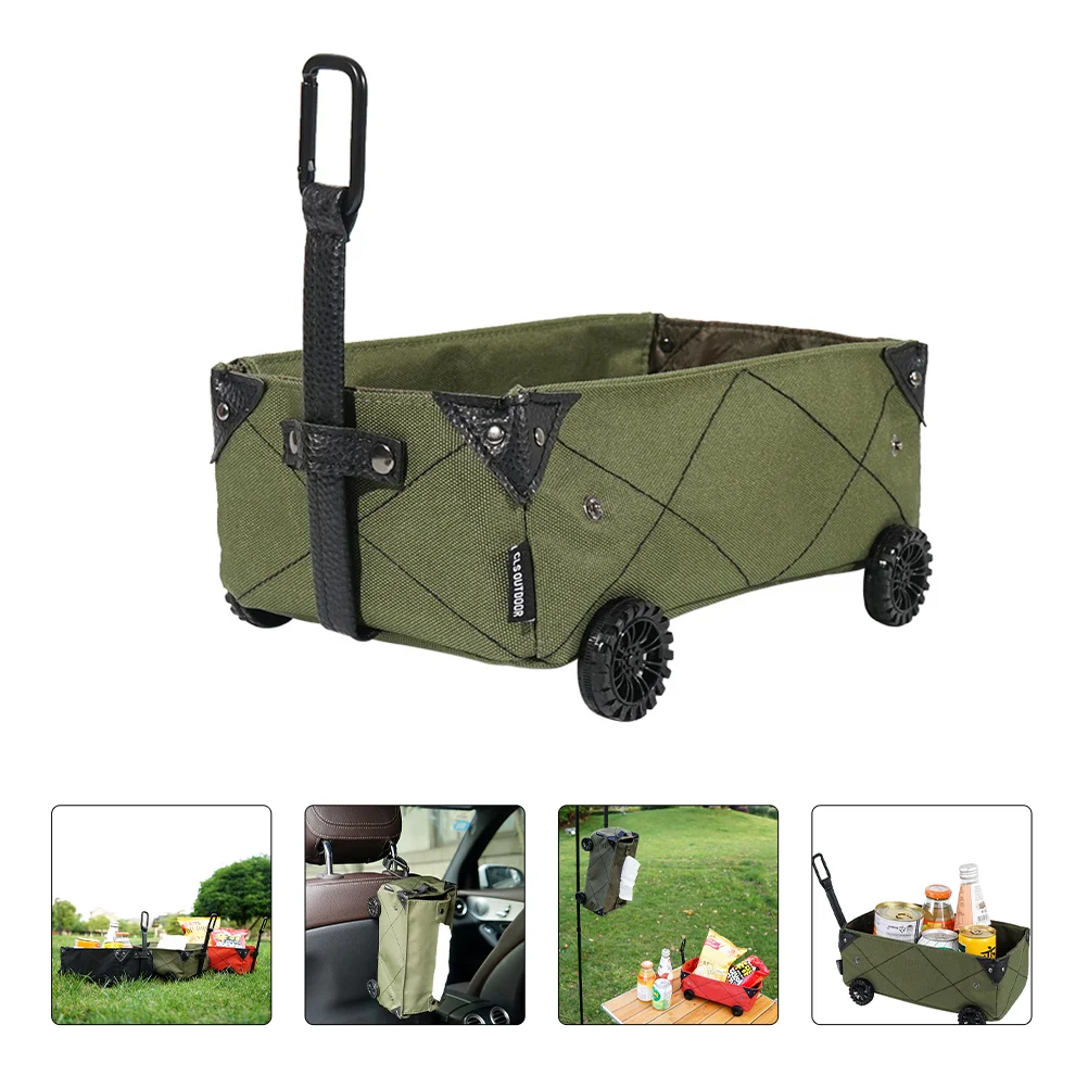 

Wagon Storage Cart Camping Box Tissue Utility Folding Beach Trolley Shopping Collapsible Wheels Withoutdoor Tote Holder Bins