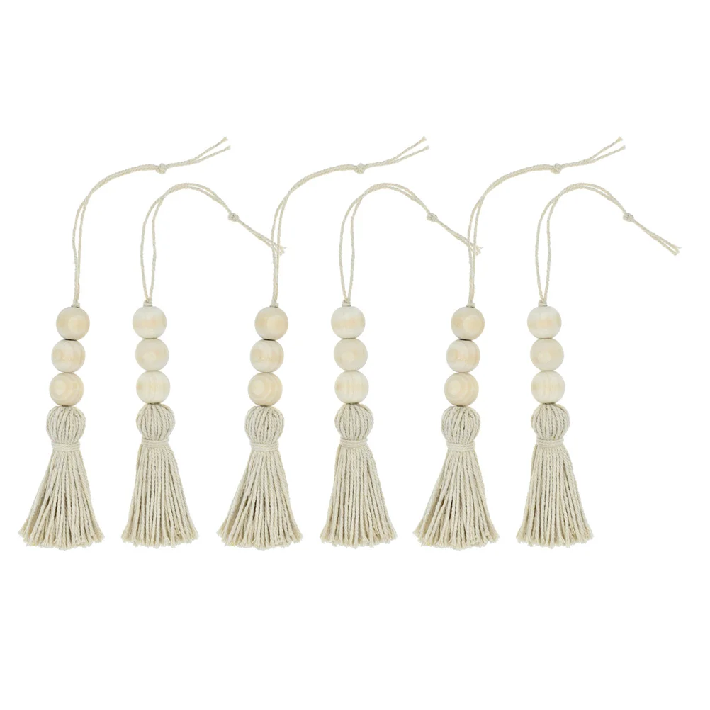 

Beads Tassel Wooden Bead Garland Wood Ornaments Decor Farmhouse Rustic Pendant Hanging Door Tassels Stringcountry Wall Home