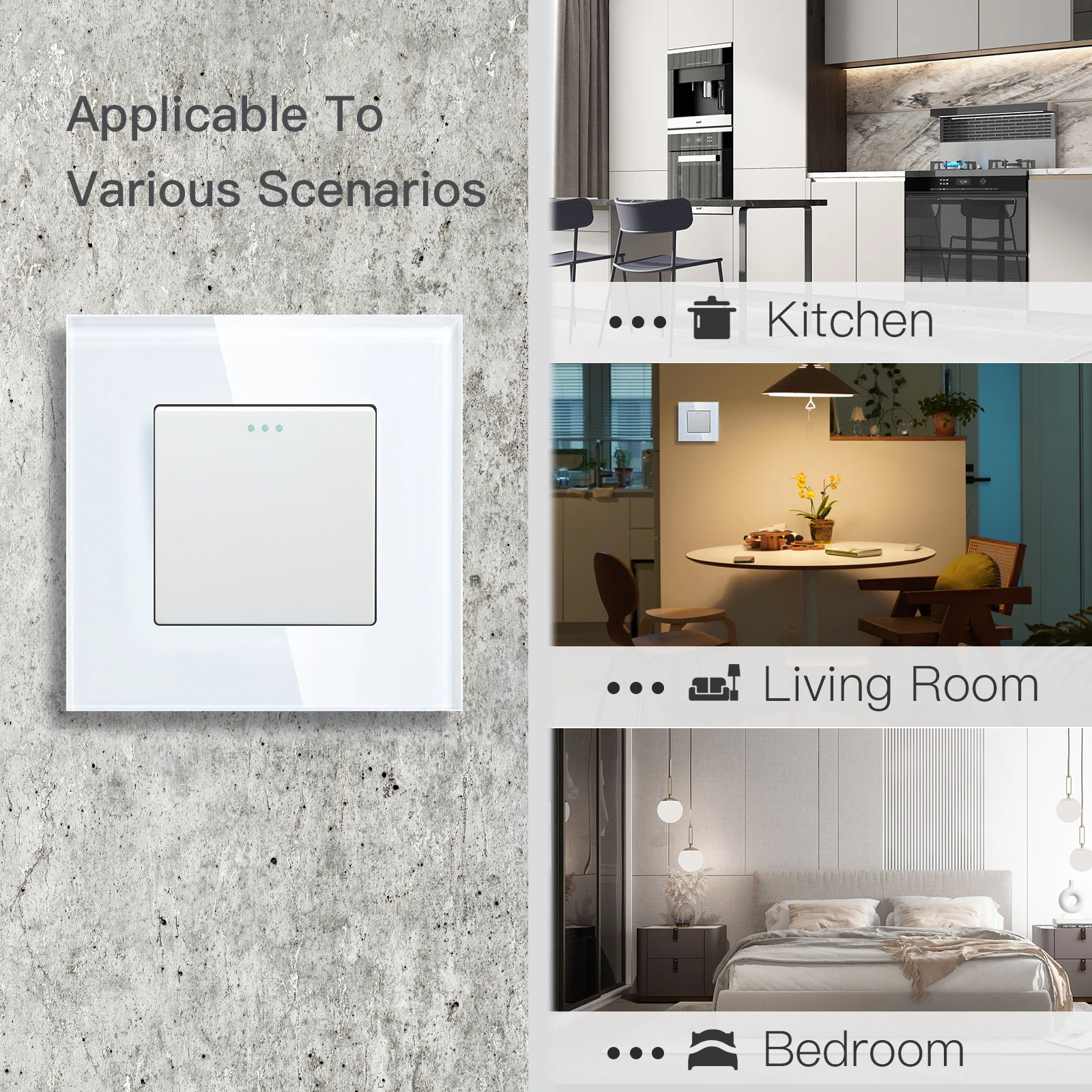 Настенные автоматические переключатели BSEED 1/2 клавиши 1 канал стеклянные