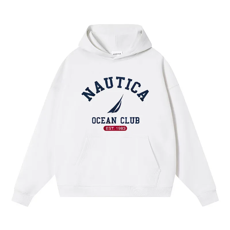 Фото Бренд Nautica выпустил новые европейские и американские хитовые модели мужских и женских свободных модных повседневных худи для пар на весну и осень. №1
