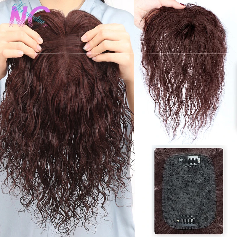 New Concubine Synthetic Hair Topper Toupee Hairpieces For Women Clip-on Fusion Hair Extensions Natural Curly Organic Wig
