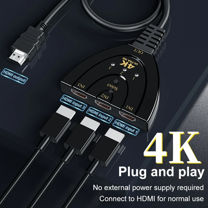 HDMI-совместимый переключатель сплиттер квм 4K 2K 3D 3 вход 1 выход мини 3 порта видео коммутатор концентратор 1080P для DVD HDTV Xbox PS3 PS4