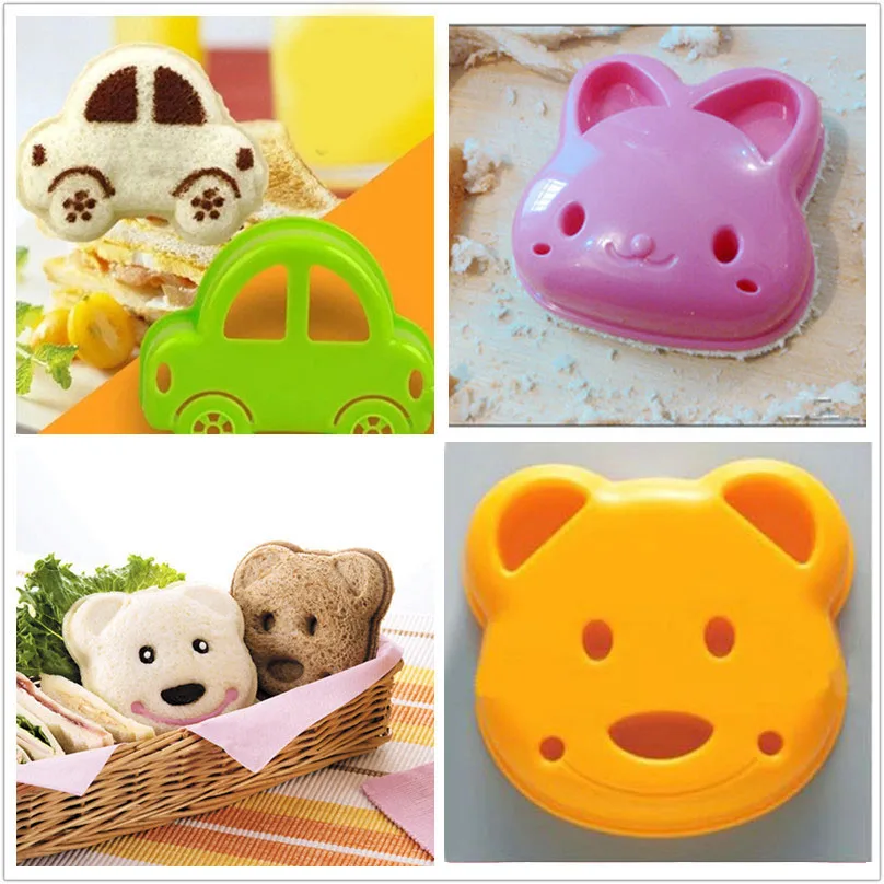 1PCS Sandwich Mould Bear Cat Rabbit Car Shaped Bread Mold Cake Biscuit Embossing Device Crust Cookie Cutter Baking Pastry Tools