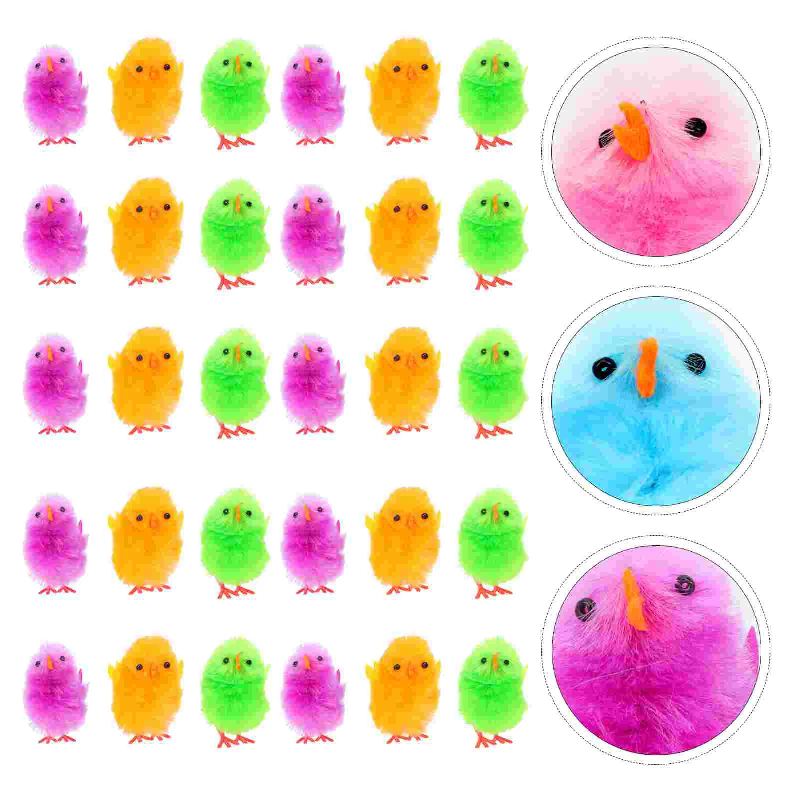 

Easter Chicken Chicks Chick Decor Ornament Party Desktop Mini Prop Decoration Fluffy Decorative Coloured Simulation Plush Fake