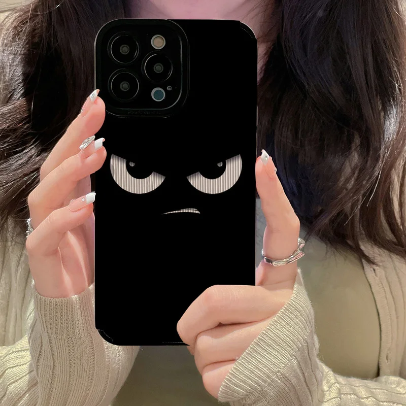 

3D Cartoon Dark Expression Phone Case For iPhone 14 13 12 11 Pro Max 14Plus X XR XS Luxury Matte Soft Silicone Shockproof Cover