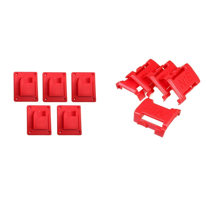 

10PCS Battery Power Tool Mount Holders For M18 18V Drill Power Tool And Battery Cover Dock Storage Rack Red