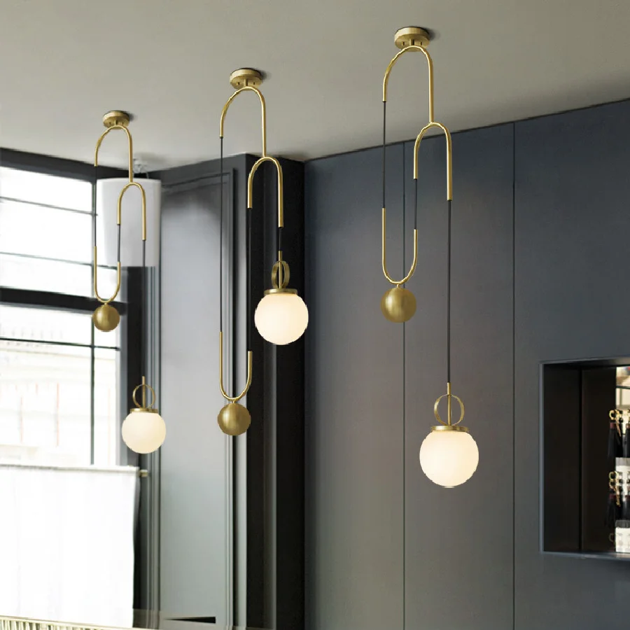 

LukLoy Height Adjustable Ceiling Pendant Modern Pendant Light Ball Pendant Lamp Hang Light for Living Room Lobby Restaurant