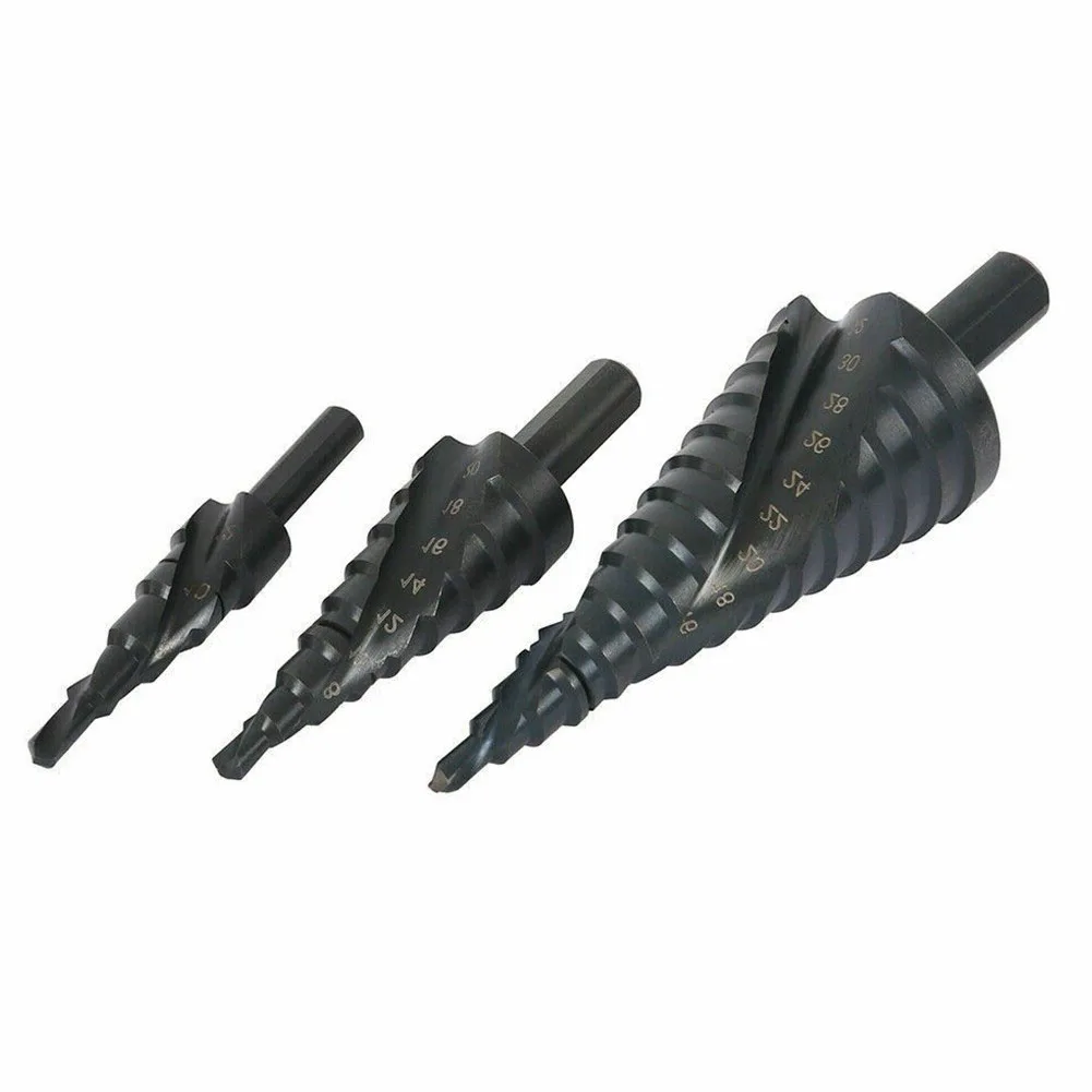

3Pc Step Drill Bit HSS 4-32mm Large Cone Titanium Bit Metal Hole Cutter For Stainless Steel Iron Plate Drilling Power Tool Parts