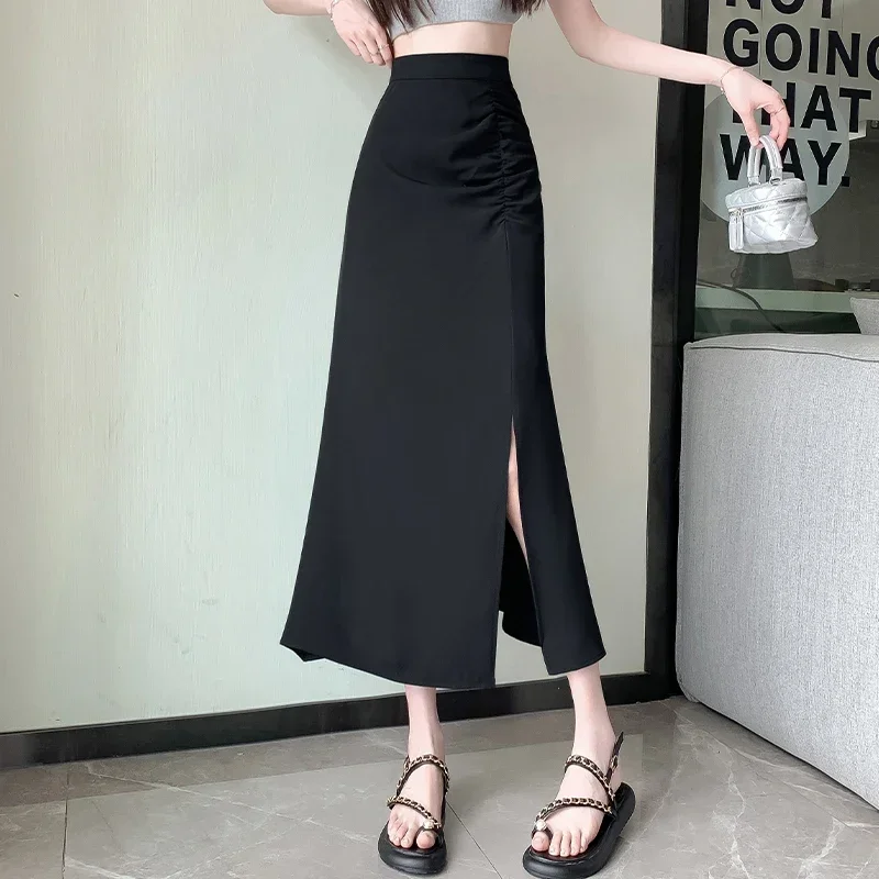 Юбка женская офисная длинная со складками