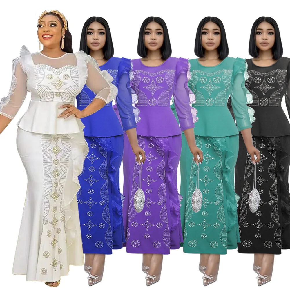 

Two Pieces Set African Tops And Skirts for Women Dashiki Ankara Turkey Wedding Gown Outfits 2022 Plus Size Lady Party Dresses