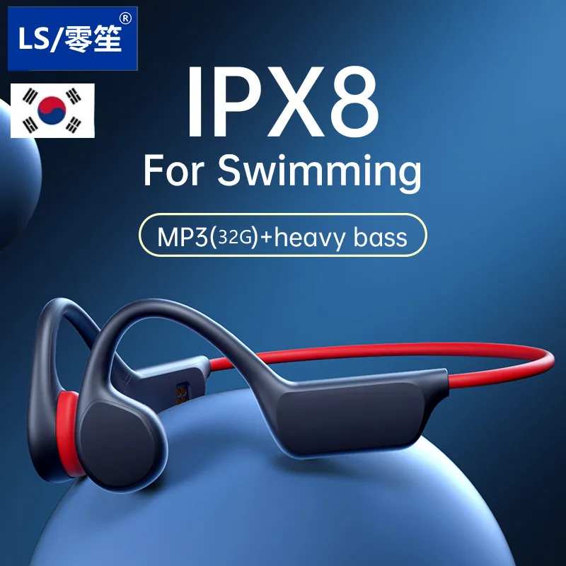 LS Swimming Bone Conduction Earphones Bluetooth Wireless IPX8 Waterproof 32GB MP3 Player Hifi X7 Headphone With Mic Headset