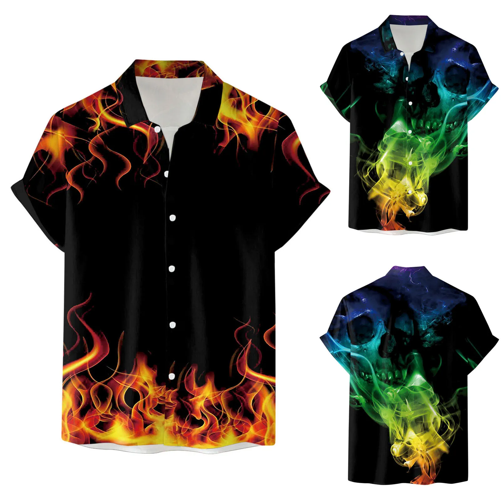 

Рубашка мужская с принтом, модная Повседневная Блузка с коротким рукавом, из спандекса, весна-лето