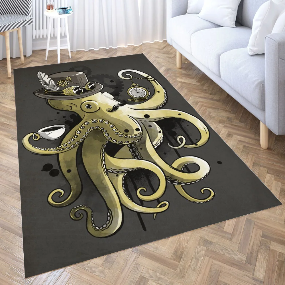 

Steampunk octopus 3D Carpet Living Room Kitchen Entrance Door Mat Anti-slip Floor Rug Bathroom Area Hallway Mats