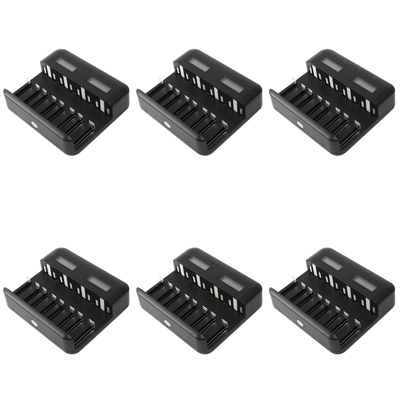 

6X 8 Slots Lcd Display USB Smart Battery Charger For Aa Aaa Sc C D Size Rechargeable Battery 1.2V Ni-Mh Ni-Cd