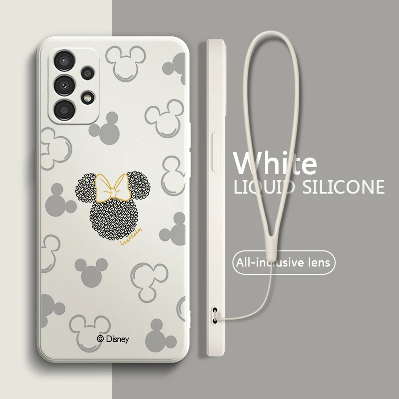 

Mickey Mouse LOGO Liquid Rope Case For Samsung A91 A81 A71 A51 A41 A31 A11 A30 A50S A3 A03S A02 A01 Core Cover