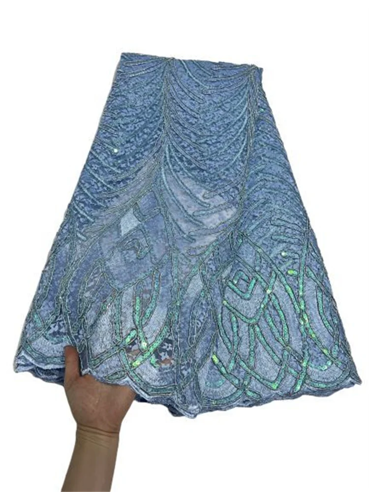 Небесно-Голубой (5 ярдов/шт.) новейший африканский Фотофон темно-зеленого цвета с