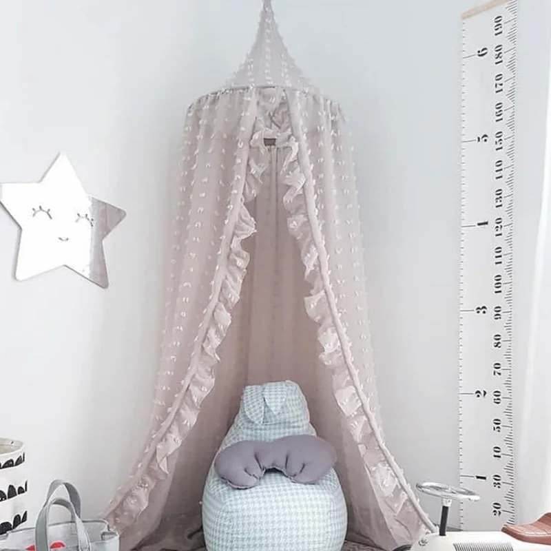 

3 Colors Hanging Kids Baby Bedding Dome Bed Canopy Cotton Mosquito Net Bedcover Curtain For Baby Kids Reading Playing Home Decor