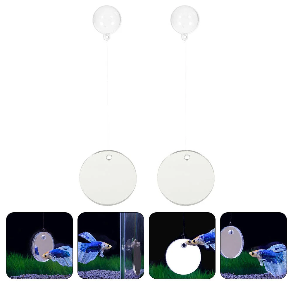 

2 Sets Aquarium Fish Decorations For Tankation Betta Mirror Acrylic Decorative Floating Training Double Side