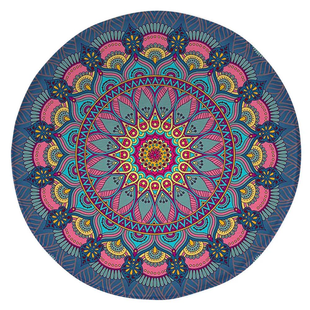 

CLOOCL Retro Mandala Round Mats Indian Floral Pattern 3D Printed Carpets for Living Room Bedroom Area Rug Flannel Floor Mat