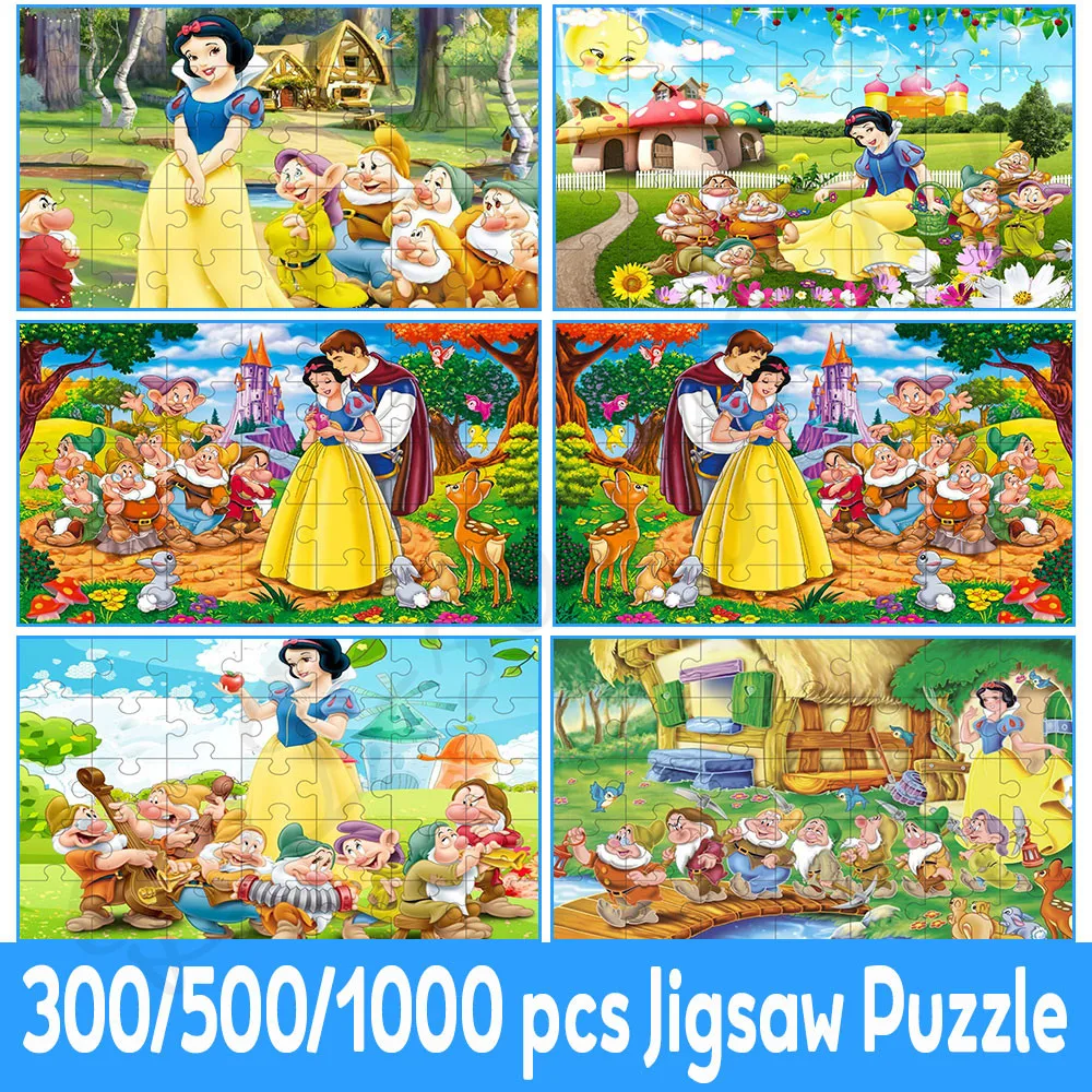 

Puzzles for Kids Snow White and The Seven Dwarfs Jigsaw Puzzle 300/500/1000 Pieces Disney Animated Film Toy for Kids Gifts