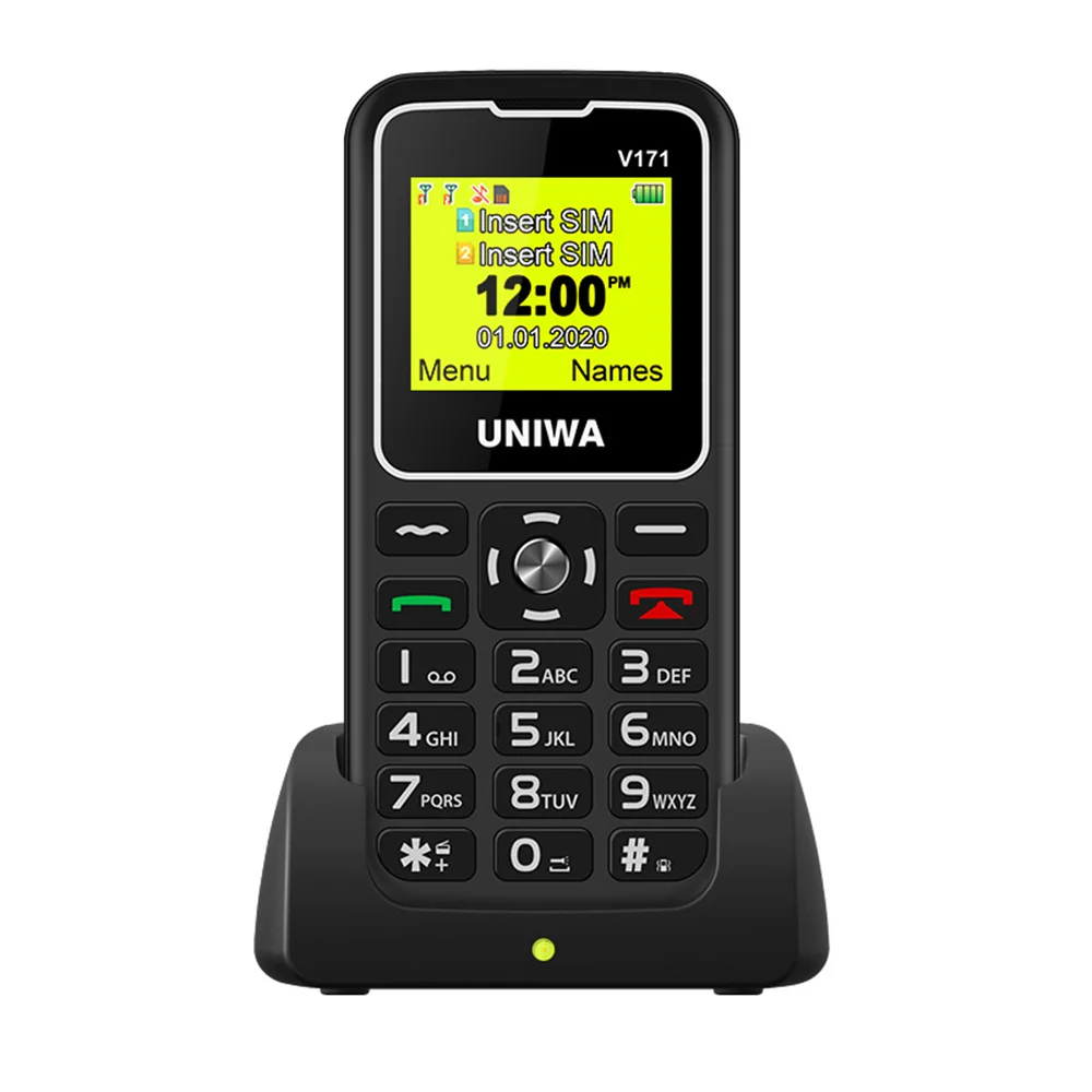 For Elderly Man 2G Feature Phone UNIWA V171 GMS Mobile Phone  Wireless FM 1000mAh Cellphone  SOS 1.77