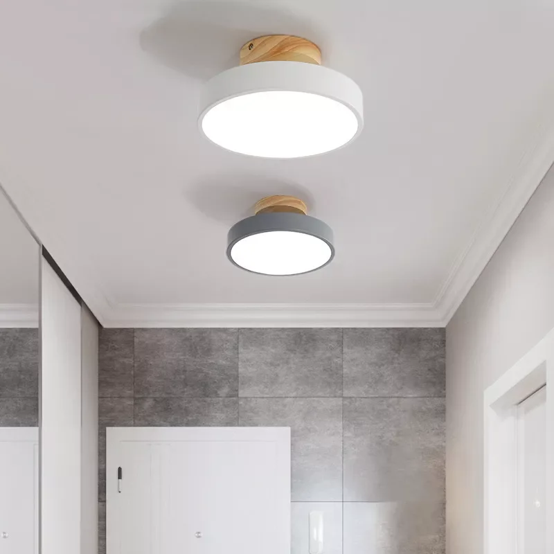

Nordic Wood Led Ceiling Light Fixture Modern Indoor Hallway Aisel Small Lighting Luminaire BedroomAcrylic Home Decor Round Lamp