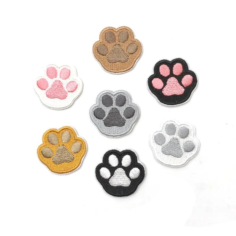 

Cute Dog Paws Anime Patch Badge Embroidery Iron on Patches Stick-On Appliques for Clothing