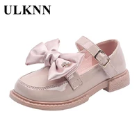 ulknn girls flat bowknot single shoes childrens fashion patent leather beige small leather shoes girls western princess shoes