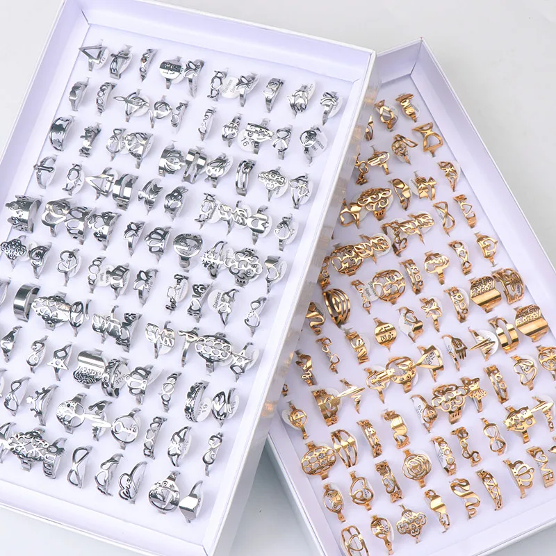 

Pack of 12pcs Women's Fashion Stainless Steel Mix Flower Heart Aanimal Jewelry Party Rings Size 16mm to 20mm Can Choose Not Fade
