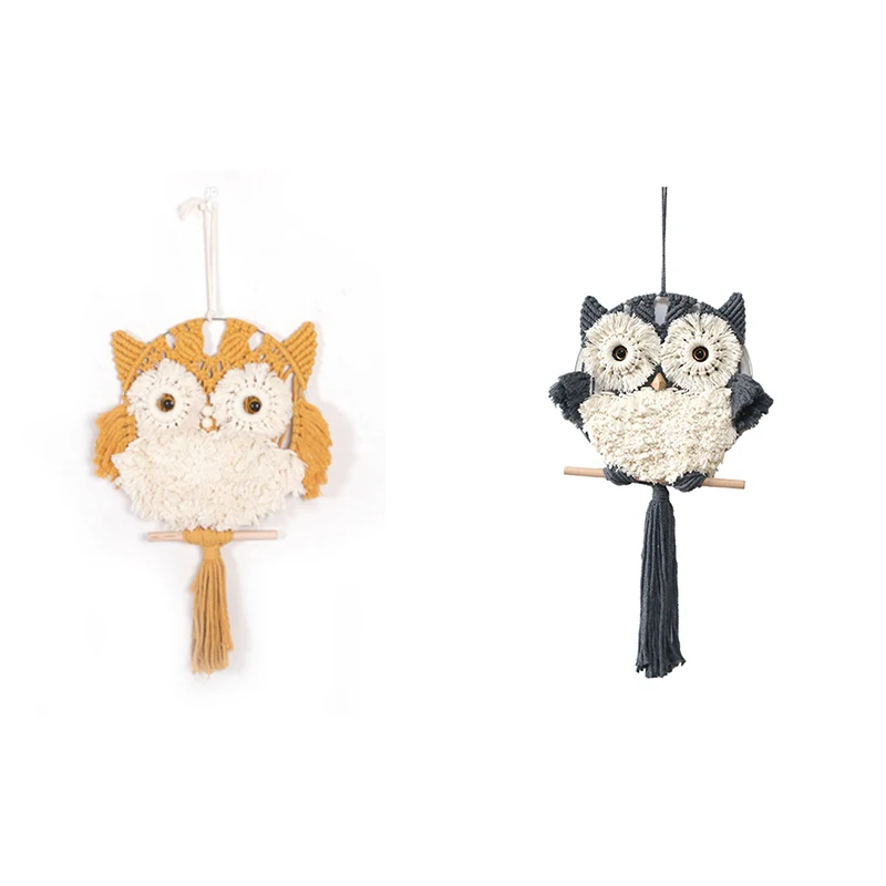 

Hand Woven Owls Tapestry Pendant Dream Catchers Cotton Macrame Wall Hanging Macrame Handmade Tassels Boho Decor