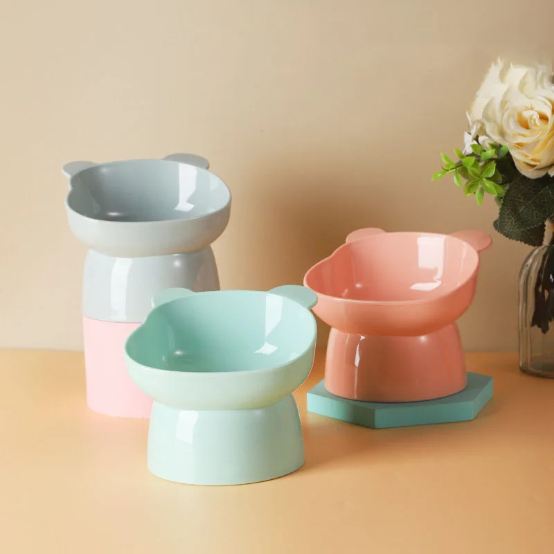 

1Pcs Pet food bowl Feeder Dish Nordic style Plastic Automatic Feeders Household goods Pet Supplies Feeding Tools