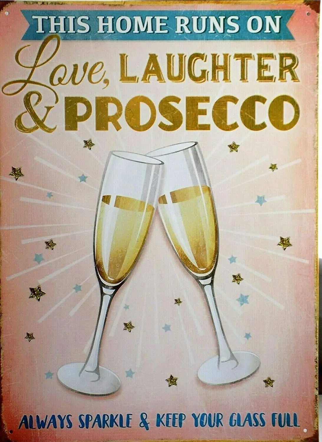 

Love Laughter Prosecco Metal Tin Sign Retro Vintage Sign for Home and Bar Wall Decor 20x30cm