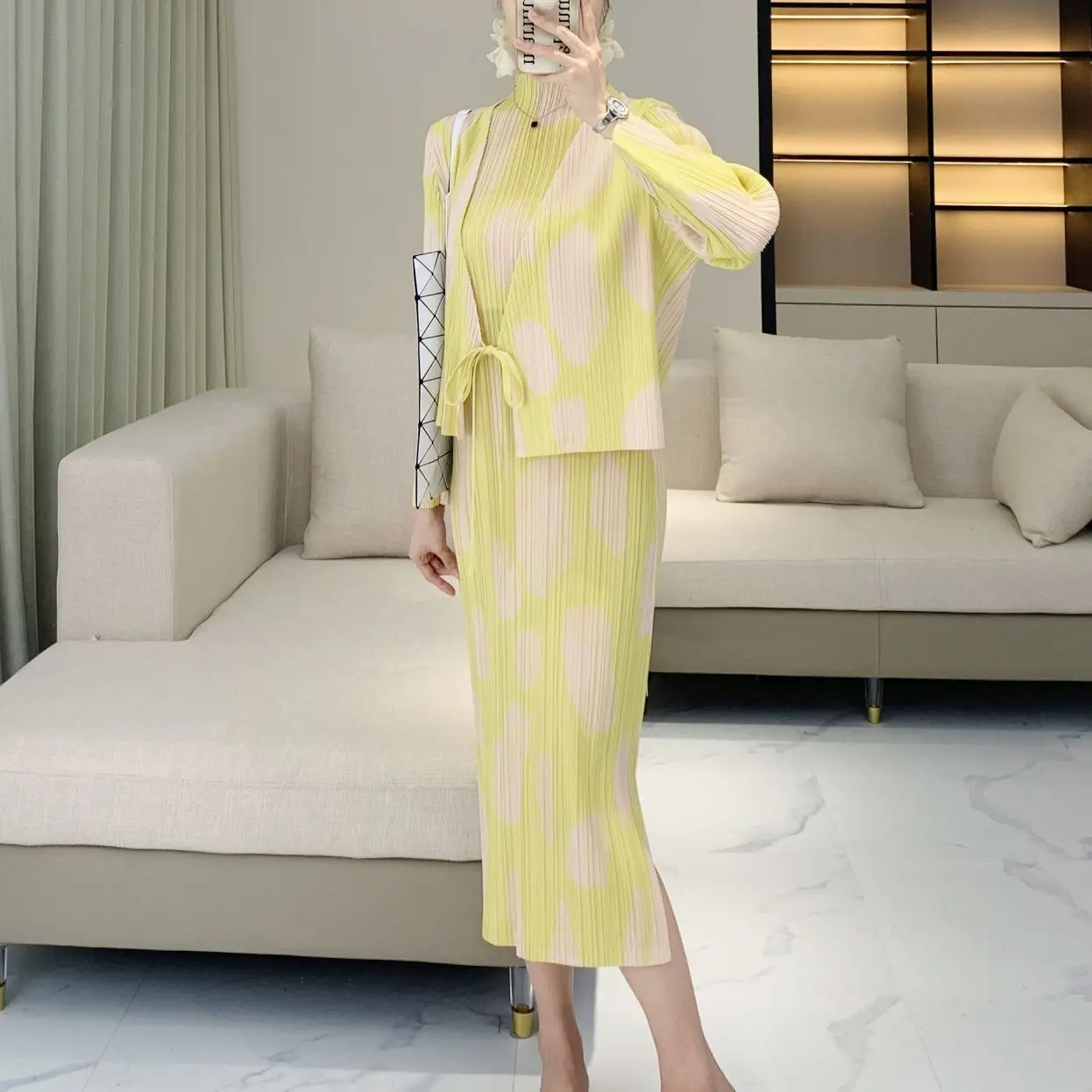 Плиссированная юбка комплект 2024 высококачественное женское летнее новое платье