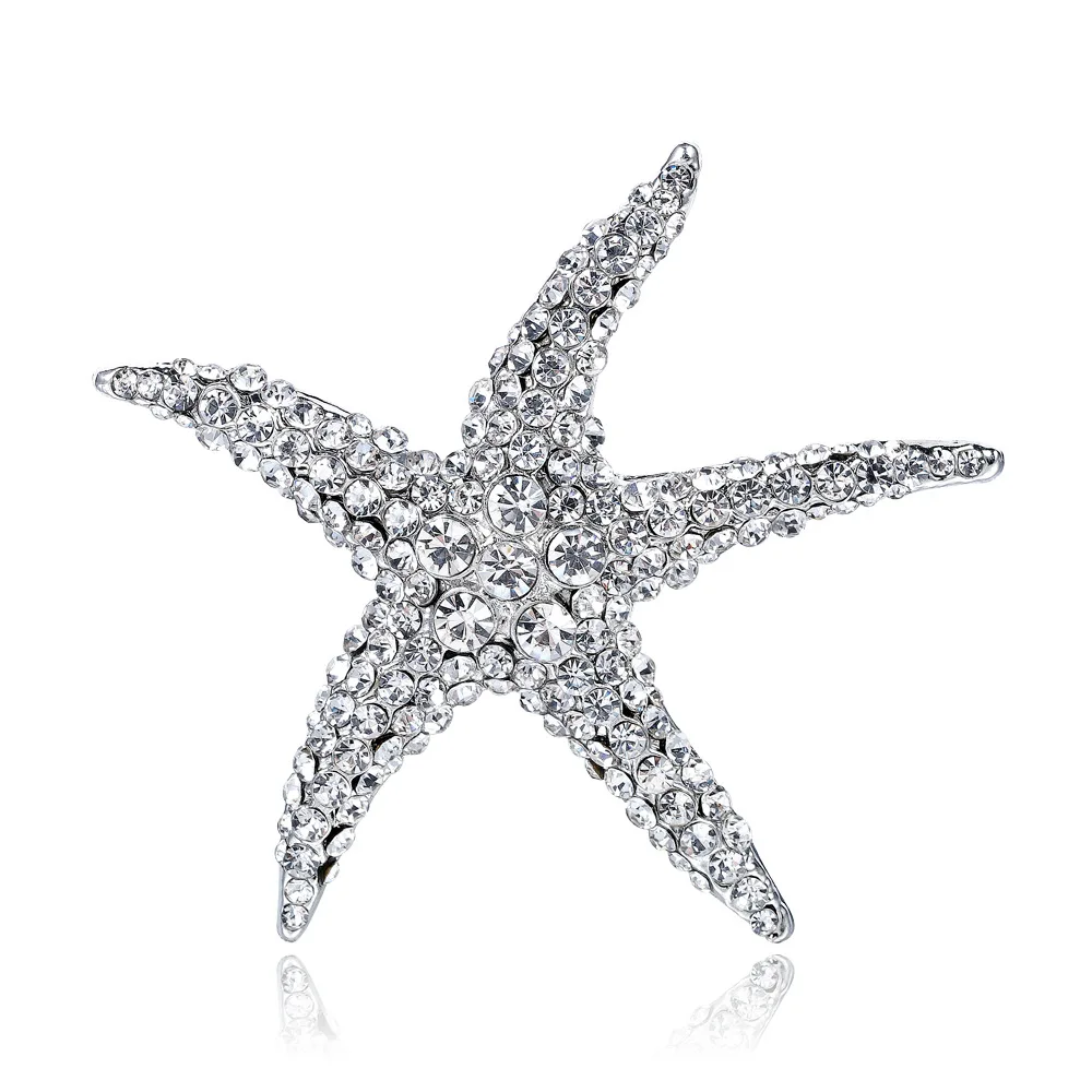 

Gorgeous Alloy Starfish Full Diamond Brooches брошь женская Weddings Party Casual Brooch Pins Gifts