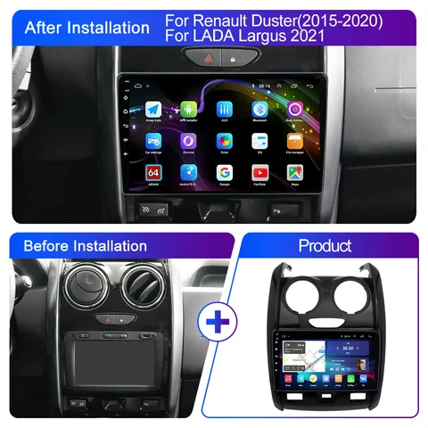 LEXH L6pro 2din Android 14 Авто Радио Мультимедиа для Renault Duster 2015-2020 LADA Largus 2021 2 din Стерео Carplay 4G GPS